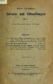 Cover of: Aufsätze und Abhandlungen arabistisch-semitologischen Inhalts by von Dr. Fritz Hommel