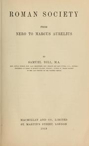 Cover of: Roman society from Nero to Marcus Aurelius by Samuel Dill