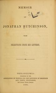 Memoir of Jonathan Hutchinson by Hutchinson, Jonathan