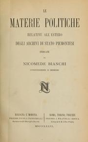 Cover of: Le materie politiche relative all'estro degli archivi de Stato Piemontesi