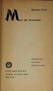 Cover of: Moses and monotheism
