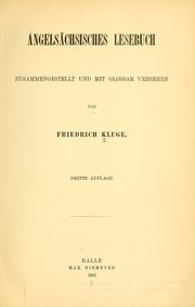 Cover of: Angelsächsisches Lesebuch: Zusammengestellt und mit Glossar versehen