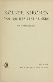 Cover of: Kölner, Kirchen by Heribert Reiners