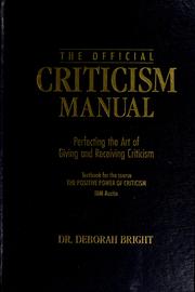 Cover of The official criticism manual