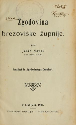 Zgodovina brezoviške župnije by Josip Novak