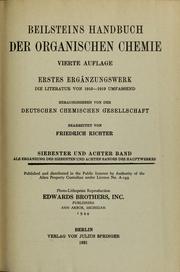Cover of: Beilsteins Handbuch der organischen Chemie, vierte Aufl: Die Literatur von 1910-1919 umfassend