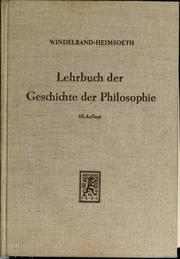 Cover of: Lehrbuch der Geschichte der Philosophie by W. Windelband