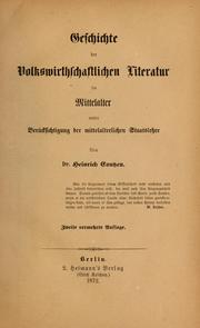 Cover of: Geschichte der volkswirthschaftlichen literatur im mittelalter unter berücksichtigung der mittelalterlichen staatslehre