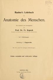 Cover of: Rauber's Lehrbuch der Anatomie des Menschen