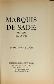 Cover of: Marquis de Sade by Iwan Bloch