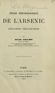 Cover of: Étude physiologique de l'arsenic: applications thérapeutiques