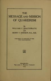 Cover of: The message and mission of Quakerism