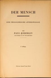 Cover of: Der Mensch: eine philosophische Anthropologie