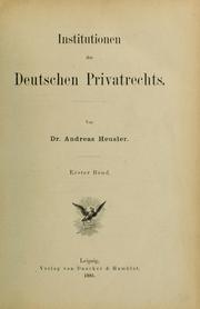 Cover of: Institutionen des deutschen privatsrechts ...