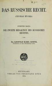 Cover of: Die zweite Redaktion des russischen Rechts