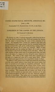 Cover of: Corrosion of the copper of the Juniata