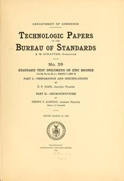 Cover of: Standards test specimens of zinc bronze (Cu88, Sn 10, Zn2)