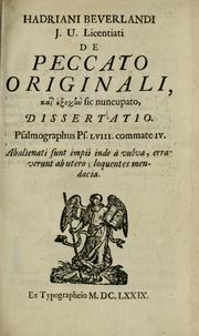 Cover of: De peccato originali by Adriaan Beverland