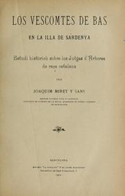 Cover of: Les vescomtes de Bas en la illa de Sardenya by Joaquín Miret y Sans