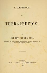 Cover of: A handbook of therapeutics