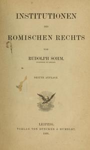 Cover of: Institutionen des römischen Rechts