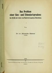 Cover of: Das Problem einer Geo- und Ethnojurisprudenz: Zur Kritik d. Lehre von Manfred Langhans-Ratzeburg
