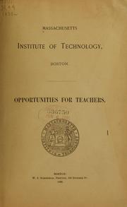Cover of: Opportunities for teachers by Massachusetts Institute of Technology