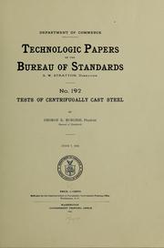 Cover of: Tests of centrifugally cast steel
