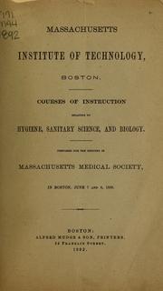 Cover of: Courses of instruction relating to hygiene, sanitary science, and biology