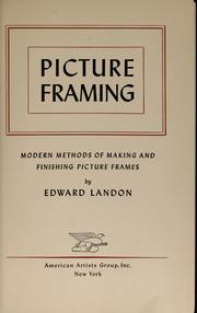 Cover of: Picture framing by Edward August Landon