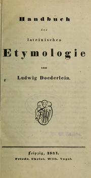 Cover of: Handbuch der lateinischen Etymologie.