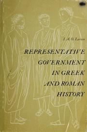 Cover of: Representative government in Greek and Roman history. | Jakob Aall Ottesen Larsen