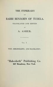 Cover of: The itinerary of Rabbi Benjamin of Tudela. by Benjamin of Tudela