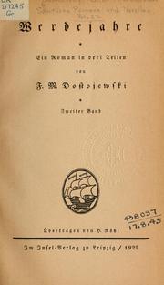 Cover of: Werdejahre by Фёдор Михайлович Достоевский