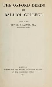The Oxford deeds of Balliol college by Balliol College (University of Oxford)
