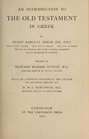 Cover of: An introduction to the Old Testament in Greek by Henry Barclay Swete
