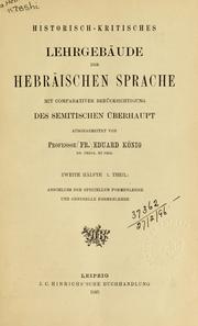 Cover of: Historisch-kritisches lehrgebäude der hebräischen sprache