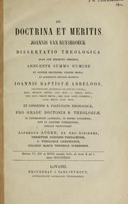 Cover of: De doctrina et meritis Joannis van Ruysbroeck by Alfred Auger