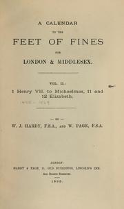 Cover of: A calendar to the feet of fines for London & Middlesex ...