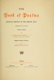 Cover of: The book of Psalms: critical edition of the Hebrew text printed in colors, with notes by J. Wellhausen ... English translation of the notes by J.D. Prince