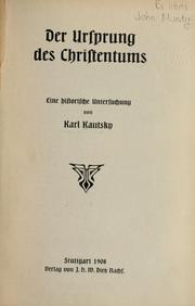 Cover of: Der Ursprung des Christentums by Karl Kautsky