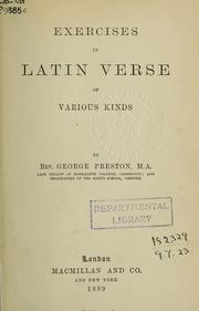 Cover of: Exercises in Latin verse of various kinds