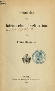 Cover of: Grundriss der lateinischen Declination