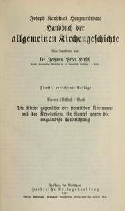 Cover of: Joseph Kardinal Hergenröthers Handbuch der allgemeinen Kirchengeschichte
