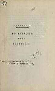 Cover of: La campagne avec Thucydide by Albert Thibaudet