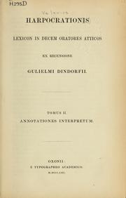 Cover of: Lexicon in decem oratores atticos by Valerius Harpocration