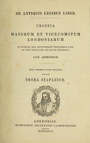 Cover of: Liber de Antiquis Legibus by Thomas Stapleton