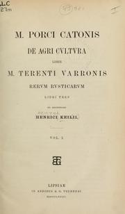 Cover of: M. Porci Catonis De agri cultura liber by Heinrich Keil