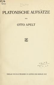 Cover of: Platonische Aufsätze