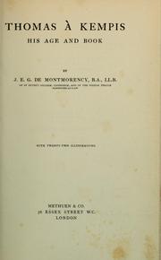 Cover of: Thomas à Kempis by De Montmorency, James Edward Geoffrey